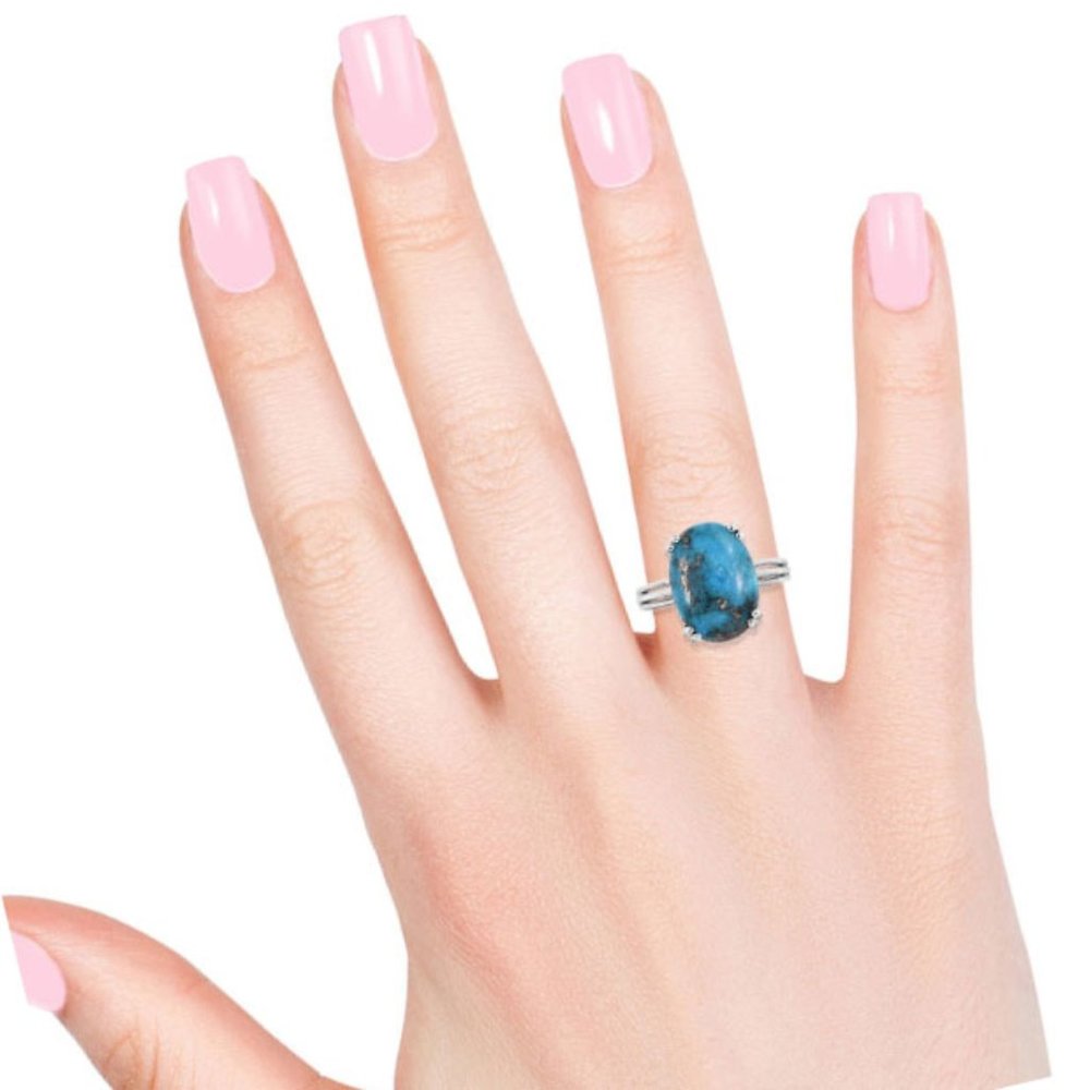 Genuine Turquoise Ring in Platinum & .925 | SZ 7